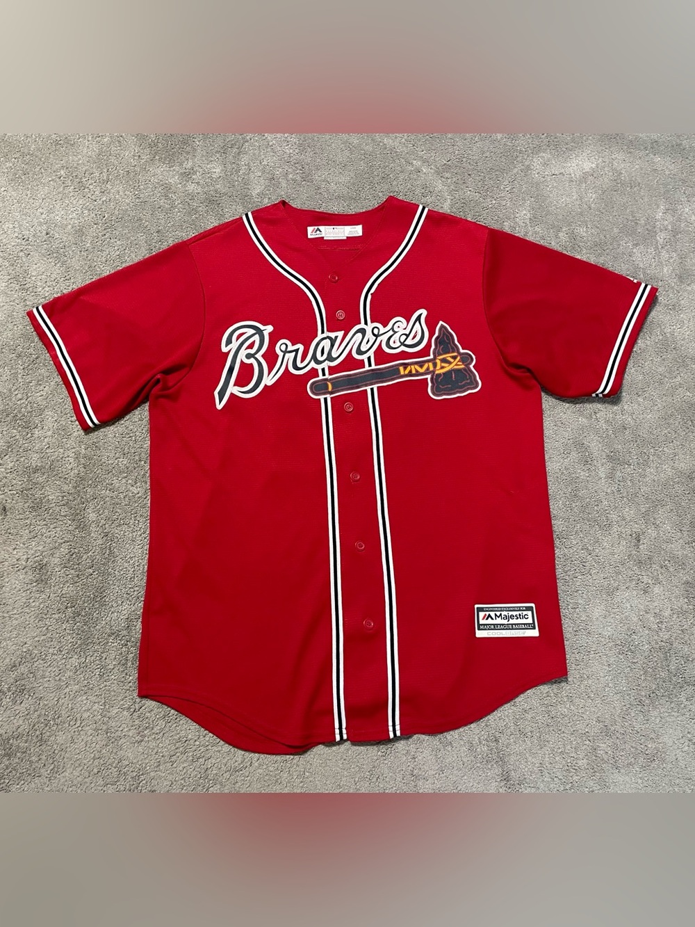 Majestic Atlanta Braves Cool Base Jersey #41 Red USA Men’s L Sewn